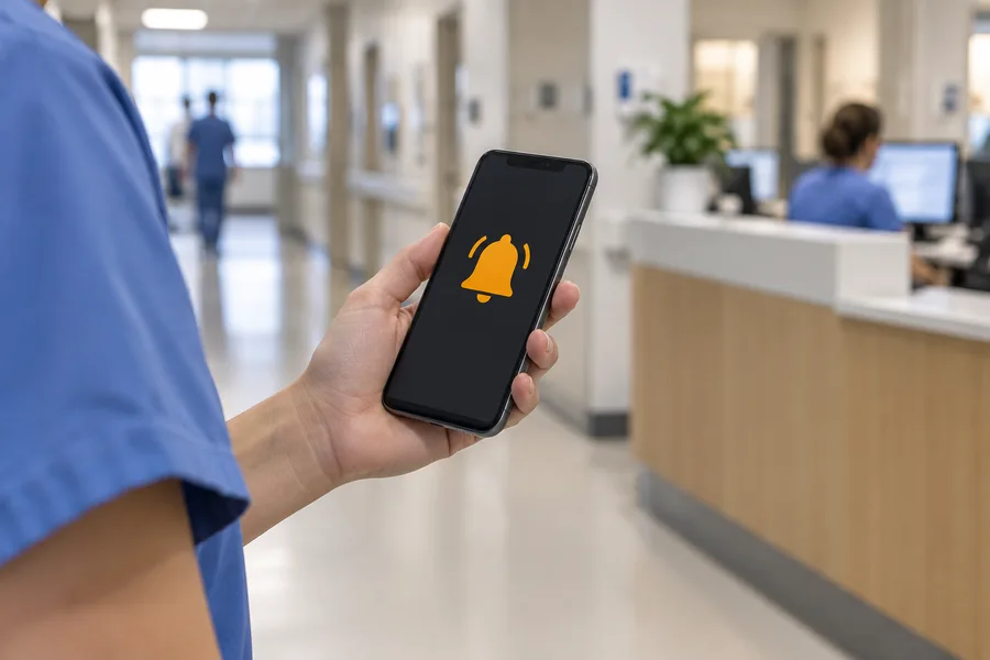 Care staff reviewing a call notification