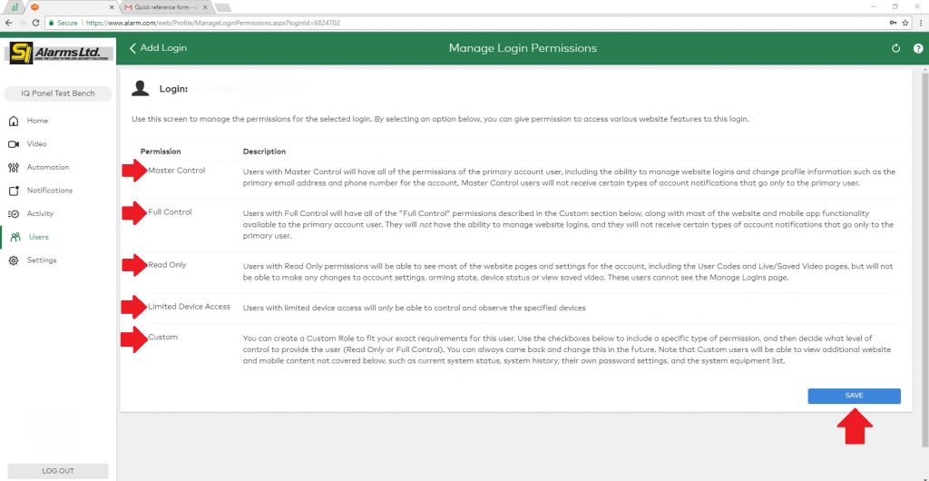 Adding a login to your account SI Alarms Ltd